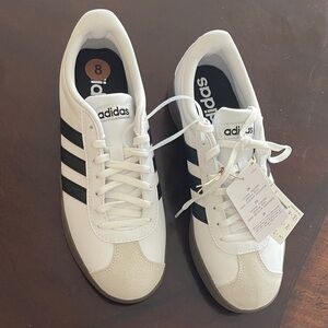 Adidas Men's White Sneakers with Black Stripes